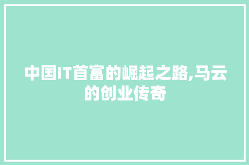 中国IT首富的崛起之路,马云的创业传奇