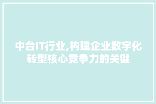 中台IT行业,构建企业数字化转型核心竞争力的关键