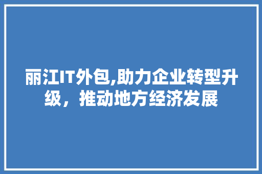 丽江IT外包,助力企业转型升级，推动地方经济发展
