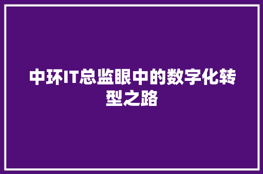 中环IT总监眼中的数字化转型之路