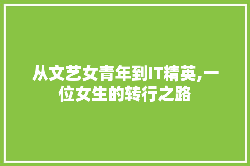 从文艺女青年到IT精英,一位女生的转行之路 神马SEO