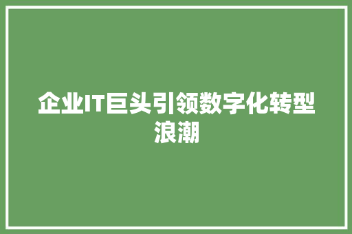 企业IT巨头引领数字化转型浪潮 网站建设公司