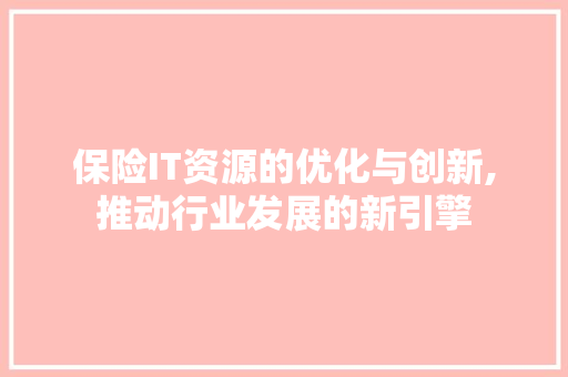 保险IT资源的优化与创新,推动行业发展的新引擎 神马SEO