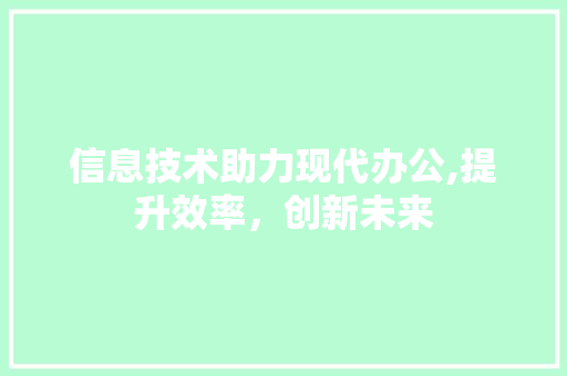 信息技术助力现代办公,提升效率，创新未来