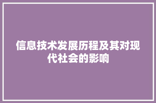信息技术发展历程及其对现代社会的影响 网站建设公司
