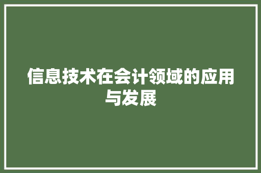 信息技术在会计领域的应用与发展 SEO关键词
