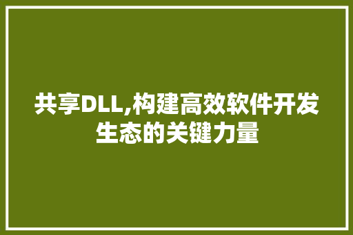 共享DLL,构建高效软件开发生态的关键力量