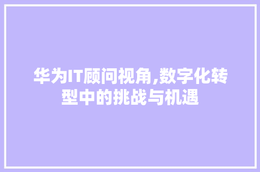 华为IT顾问视角,数字化转型中的挑战与机遇 搜狗SEO