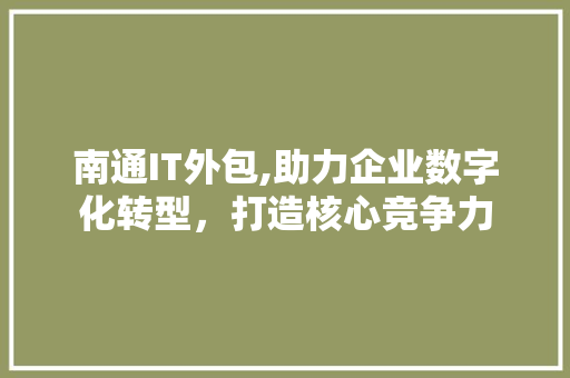 南通IT外包,助力企业数字化转型，打造核心竞争力 搜狗SEO