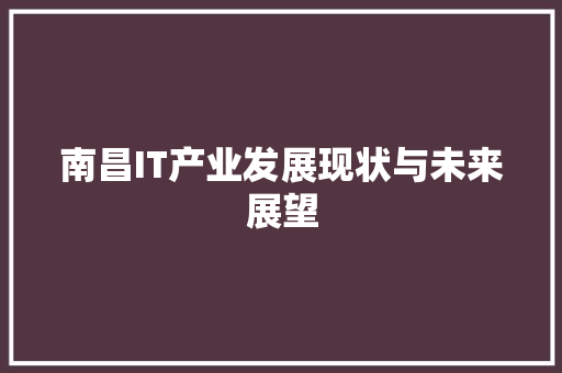 南昌IT产业发展现状与未来展望