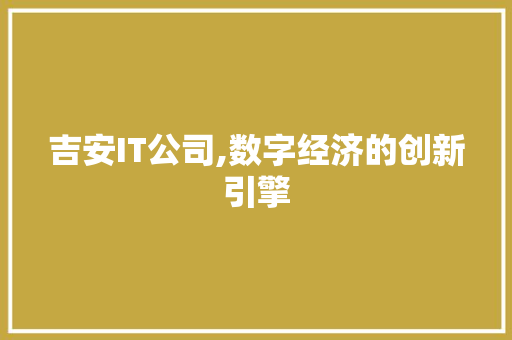 吉安IT公司,数字经济的创新引擎 神马SEO