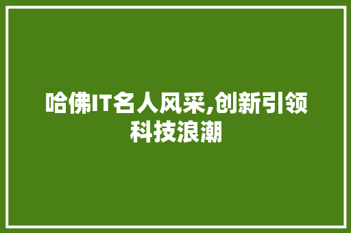哈佛IT名人风采,创新引领科技浪潮