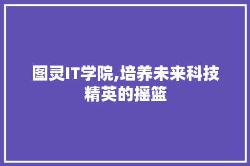 图灵IT学院,培养未来科技精英的摇篮
