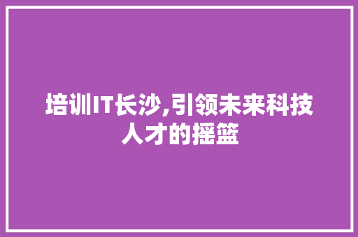 培训IT长沙,引领未来科技人才的摇篮 神马SEO