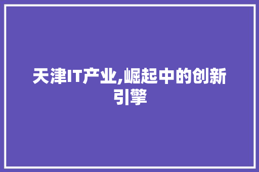 天津IT产业,崛起中的创新引擎 百度SEO
