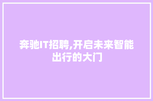 奔驰IT招聘,开启未来智能出行的大门