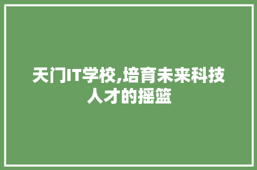 天门IT学校,培育未来科技人才的摇篮 神马SEO