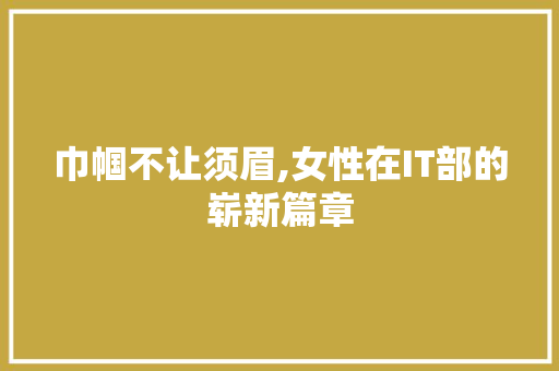 巾帼不让须眉,女性在IT部的崭新篇章
