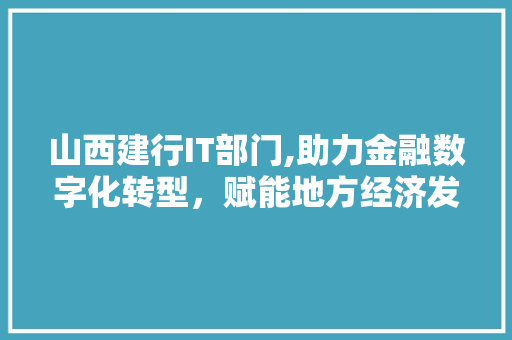 山西建行IT部门,助力金融数字化转型，赋能地方经济发展