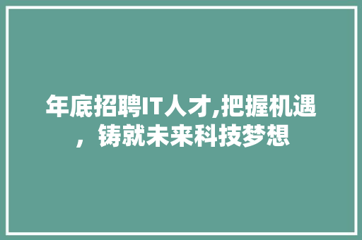 年底招聘IT人才,把握机遇，铸就未来科技梦想