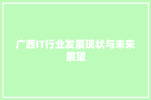 广西IT行业发展现状与未来展望