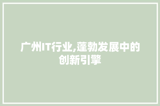 广州IT行业,蓬勃发展中的创新引擎