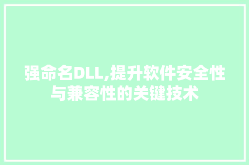 强命名DLL,提升软件安全性与兼容性的关键技术