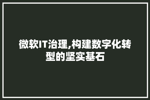 微软IT治理,构建数字化转型的坚实基石