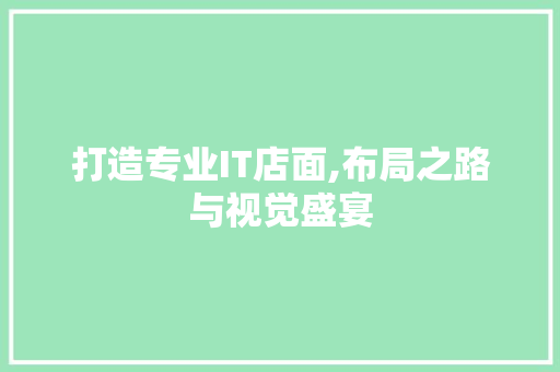 打造专业IT店面,布局之路与视觉盛宴