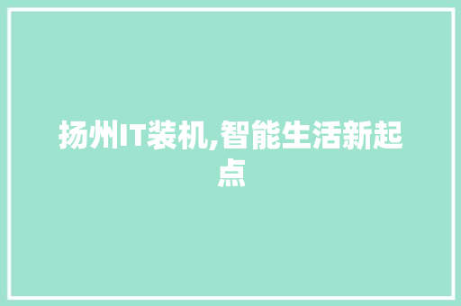 扬州IT装机,智能生活新起点