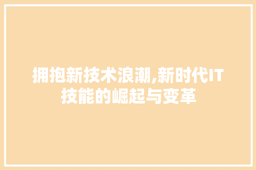 拥抱新技术浪潮,新时代IT技能的崛起与变革 网站建设公司