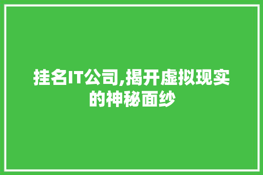挂名IT公司,揭开虚拟现实的神秘面纱 百度SEO