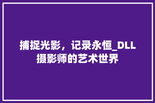 捕捉光影，记录永恒_DLL摄影师的艺术世界 SEO关键词
