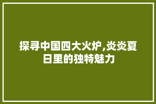 探寻中国四大火炉,炎炎夏日里的独特魅力