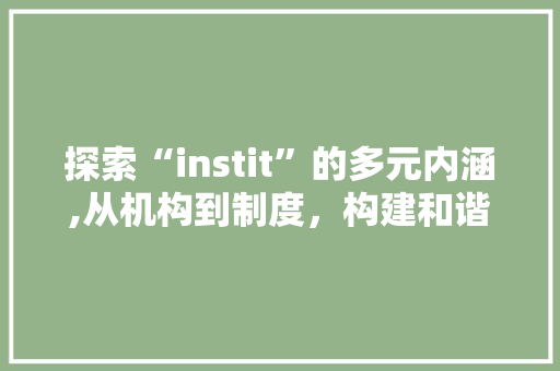 探索“instit”的多元内涵,从机构到制度，构建和谐发展新格局 神马SEO