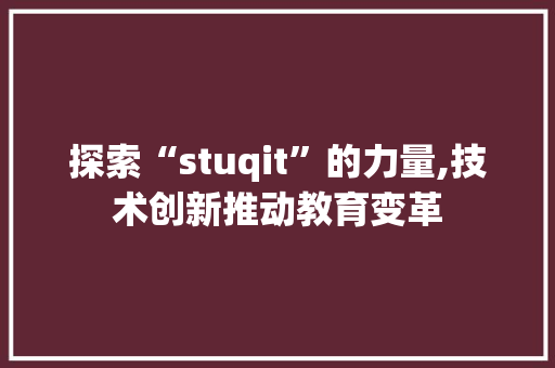 探索“stuqit”的力量,技术创新推动教育变革