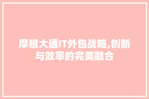 摩根大通IT外包战略,创新与效率的完美融合 必应SEO