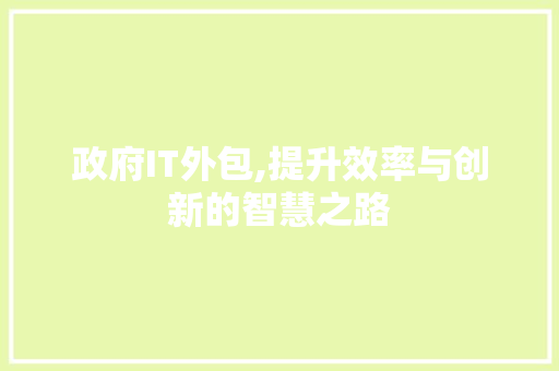 政府IT外包,提升效率与创新的智慧之路