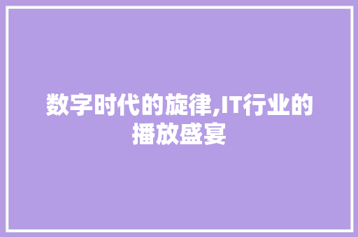 数字时代的旋律,IT行业的播放盛宴 搜狗SEO
