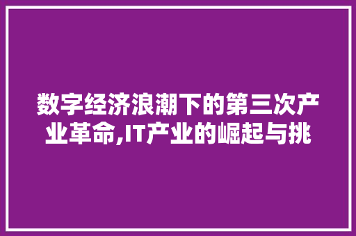 数字经济浪潮下的第三次产业革命,IT产业的崛起与挑战