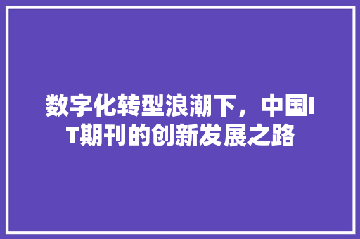 数字化转型浪潮下，中国IT期刊的创新发展之路 搜狗SEO