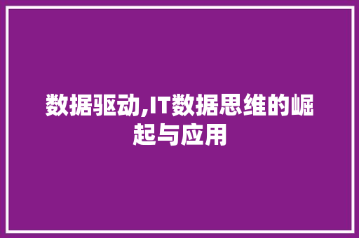 数据驱动,IT数据思维的崛起与应用