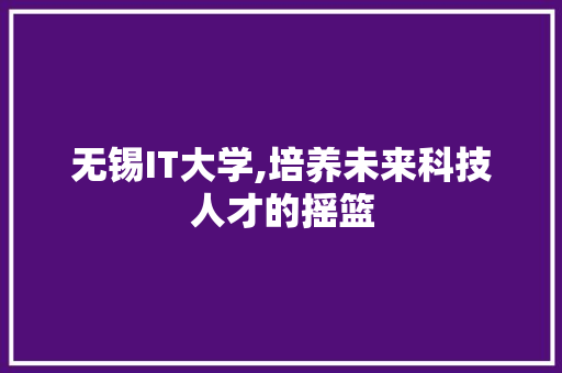 无锡IT大学,培养未来科技人才的摇篮 必应SEO