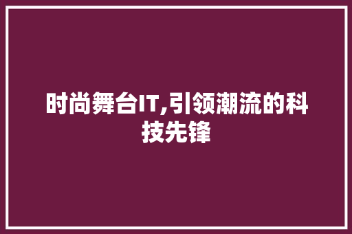 时尚舞台IT,引领潮流的科技先锋