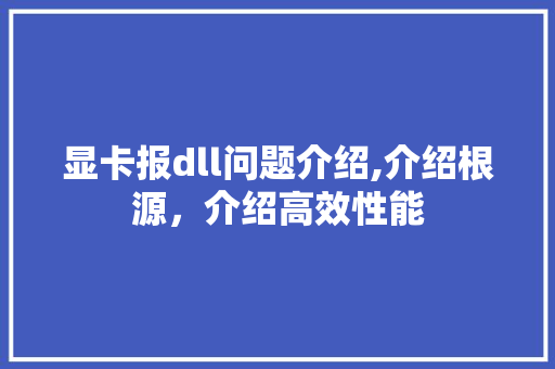 显卡报dll问题介绍,介绍根源，介绍高效性能