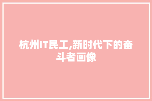 杭州IT民工,新时代下的奋斗者画像