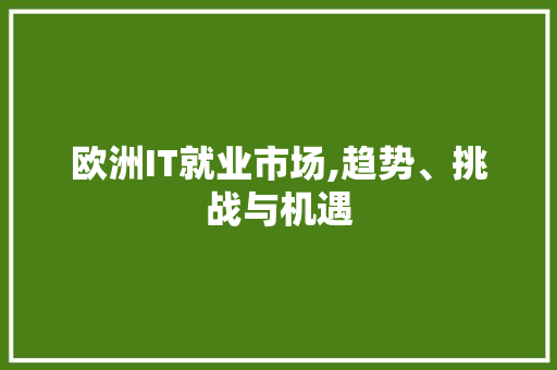 欧洲IT就业市场,趋势、挑战与机遇