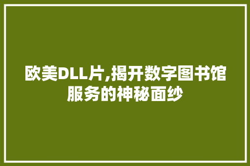 欧美DLL片,揭开数字图书馆服务的神秘面纱