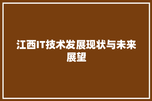 江西IT技术发展现状与未来展望