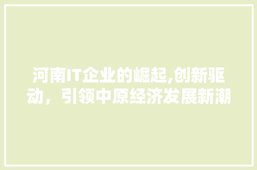 河南IT企业的崛起,创新驱动，引领中原经济发展新潮